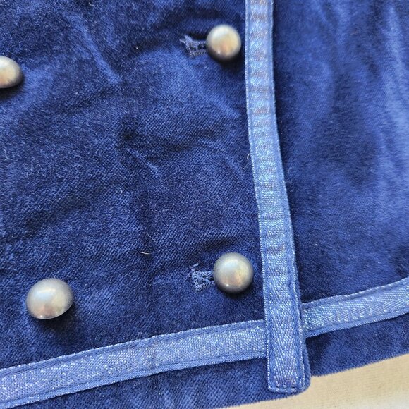 Annie Girls Military Style Navy Blue Velvet Jacket Patches Ribbon Cute Dressy - Picture 9 of 12